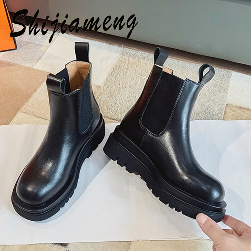 

mona same style Chelsea riding boots women's autumn and winter 2021 new British style tube boots short boots thick bottom