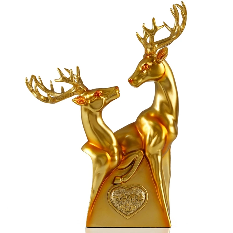 

Nordic Golden Deer Resin Decoration Modern Creative Home Living Room Wine Cabinet Entrance Office Decoration