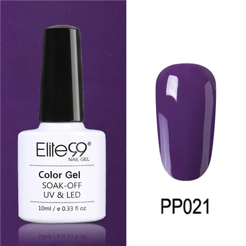 PP021 Elite99 10 мл Гель-лак для ногтей замачиваемый УФ красочный Фиолетовый лак для ногтей художественный Гель-лак для Ногтей Стойкий гель нужен основа и верхнее покрытие - Цвет: PP021