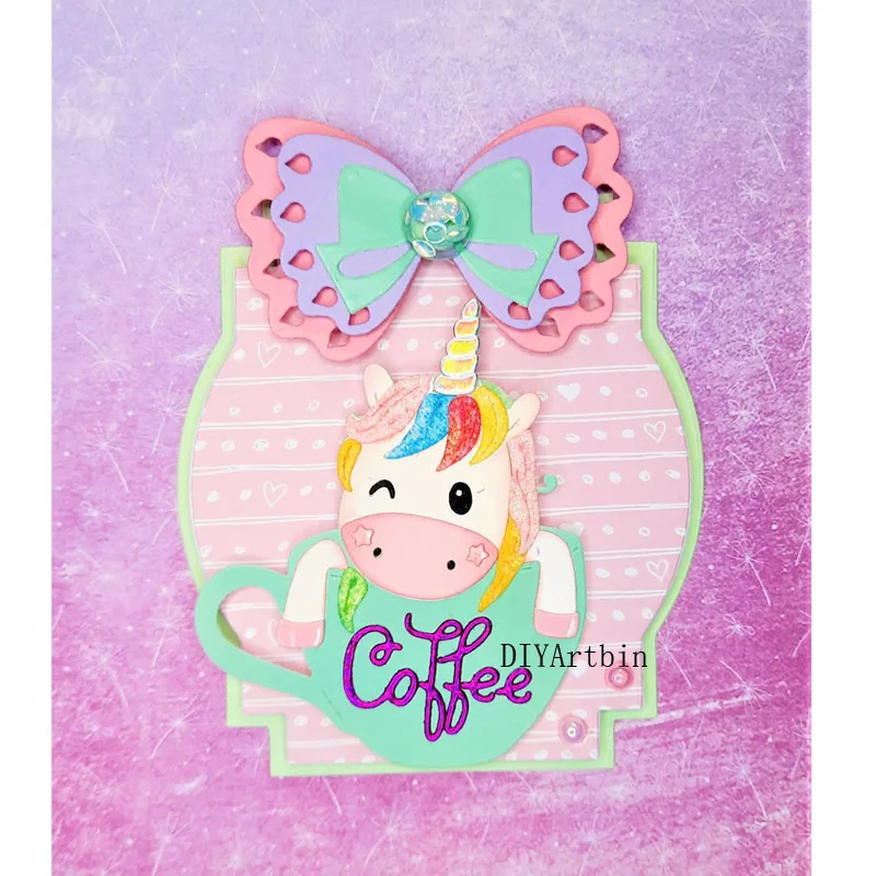 2021 чашка с единорогом металлические Вырубные штампы для фотоальбома тиснением
