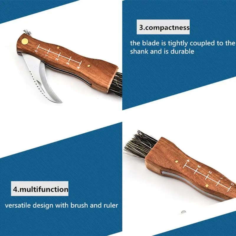 

Mini Camping Mushroom Knife Rosewood Handle Outdoor Hunting Survival Multifunction Folding Self-defense Hand Tools