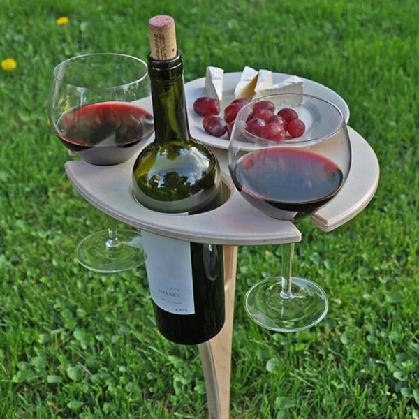 

Outdoor Portable Wooden Picnic Wine Table Holder Garden Decoration Accessories Stylish Picnic Desk Salon De Jardin Exterieur