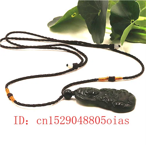 

Natural Chinese Black Green Jade Guanyin Pendant Necklace Obsidian Accessories Charm Jewelry Carved Amulet Gifts for Women Men