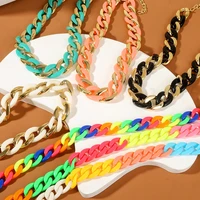 modern jewelry colorful resin necklace popular design hot selling fashion one layer chain necklace for women party gifts