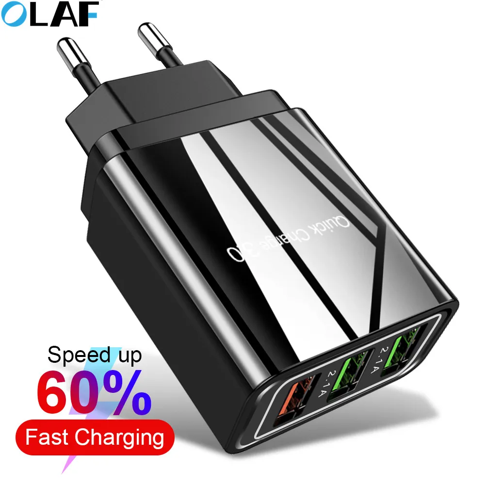Быстрая зарядка OLAF QC 3,0 35W 3 USB быстрое зарядное устройство для телефона iPhone Xiaomi samsung huawei быстрое настенное зарядное устройство для телефона