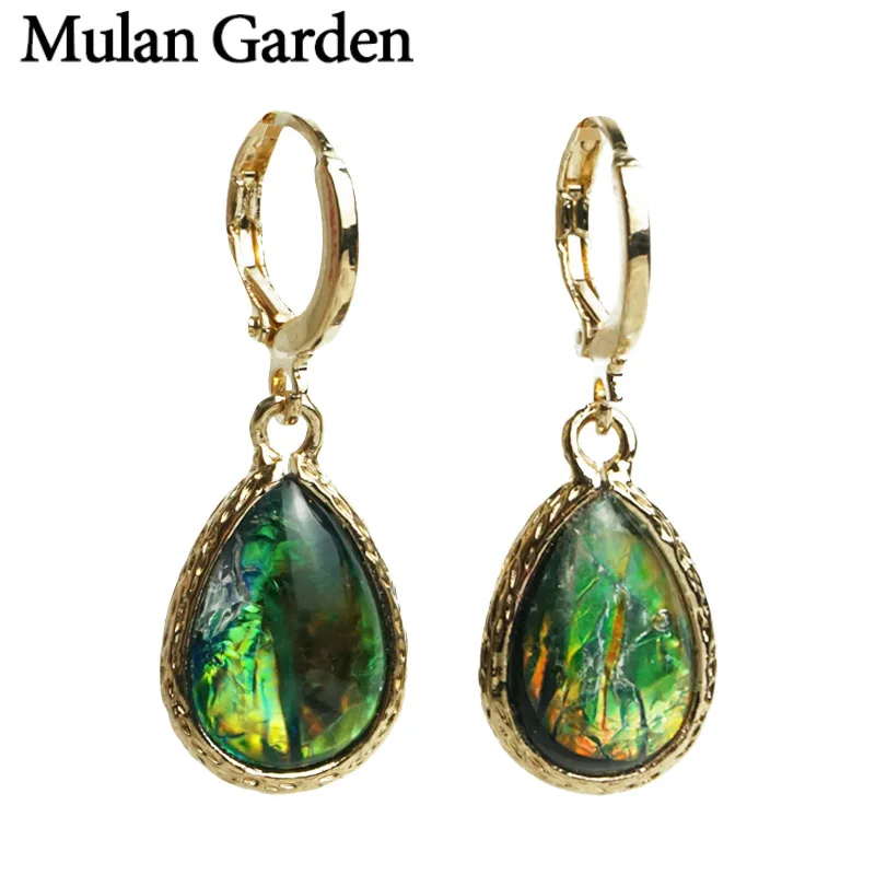 

M&G Gold Water Drop Earrings for Women Green Glass Statement Earrings Fashion Jewelry Accessories Anniversary Anniversary Gifts