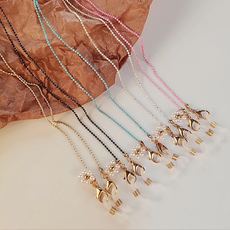 Цепочка для маски многогранная цветная цепочка из бисера Жемчуг Маргаритка