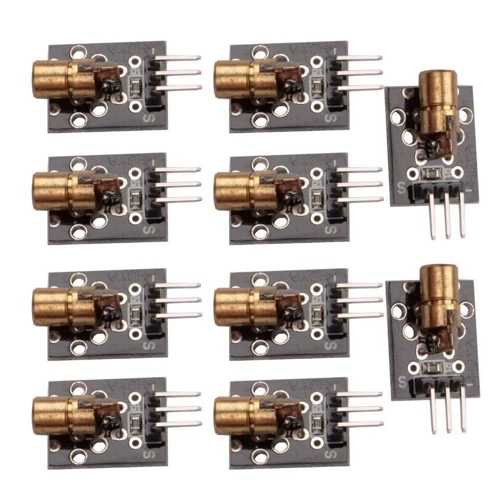 

10 PCS KY-008 650nm 5V Red Laser Sensor 6mm 5mW Transmitter Module Dot Diode Copper Head For Arduino UNO MEGA 2560