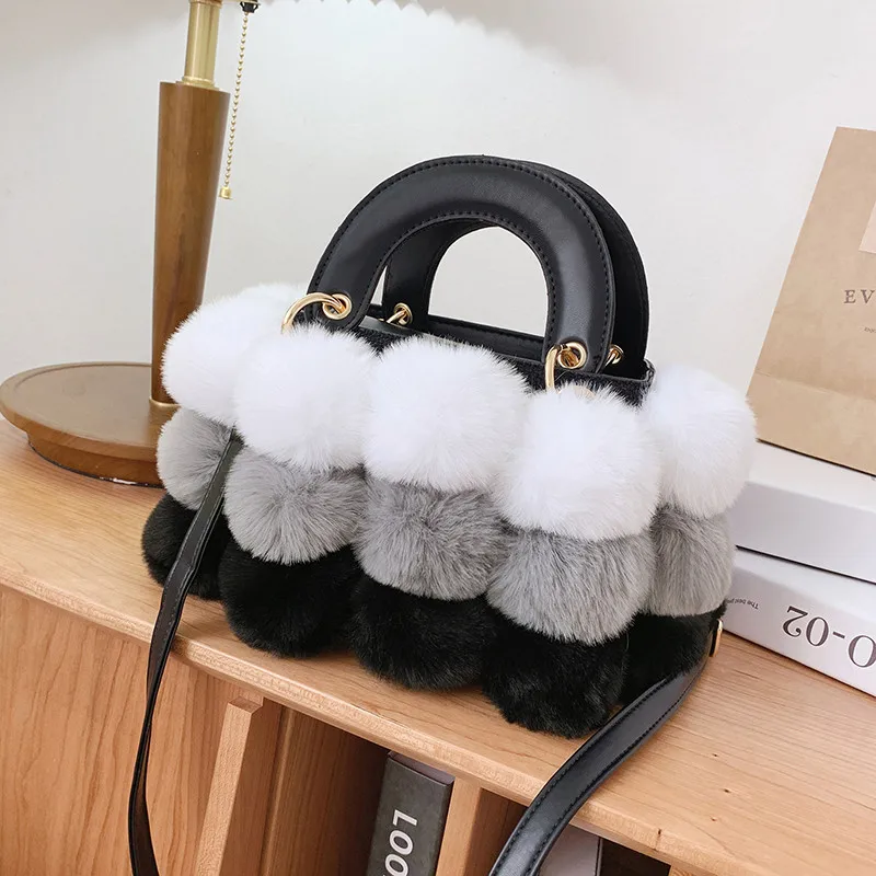 

Брендовые дизайнерские женские сумки с искусственным мехом, маленькие, 2022, зимние женские сумки на плечо, роскошные сумки с верхней ручкой, ...