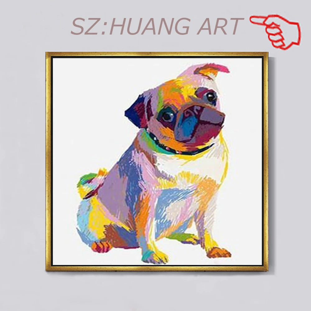 

Ручная роспись с животным картина маслом на холсте, современная абстрактная Настенная картина с изображением пляжа и собаки для гостиной, у...