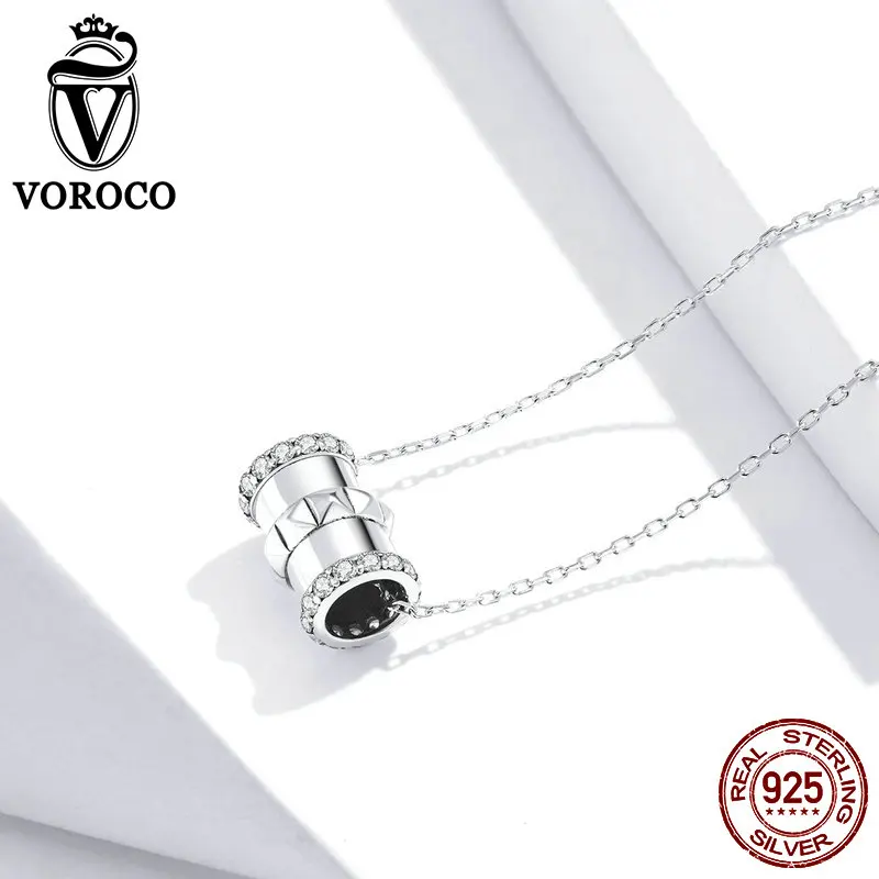 VOROCO 925 Sterling Silver Cool Small Waist Charm Pendant Necklaces for Women New Fashion Jewely Chokers Fine Jewelry | Украшения и