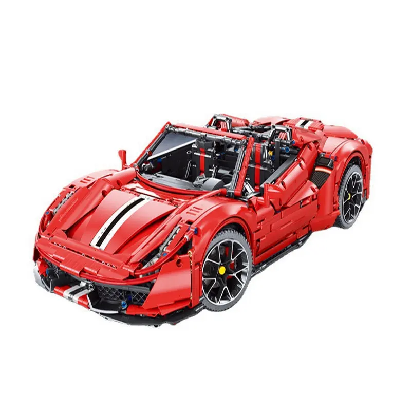 

Суперспортивная Модель гоночного автомобиля T5005 красный 488 1:8, строительные блоки, кирпичи, технический набор, форсажная игрушка, подарок дл...