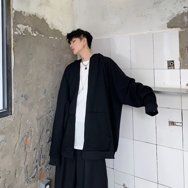 Мужская толстовка на молнии с капюшоном Свободный Повседневный Кардиган в стиле