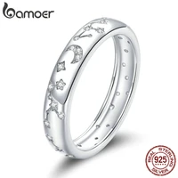 bamoer s925 sterling silver clear platinum cz shining stars finger rings for women engagement wedding statement jewelry bsr148