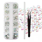 1 Набор для ногтей Стразы AB Crystal блестящие сандалии с украшениями + воск нажмите с силой так ручка сбора драгоценных камней инструменты + изогнутые пинцеты для маникюра