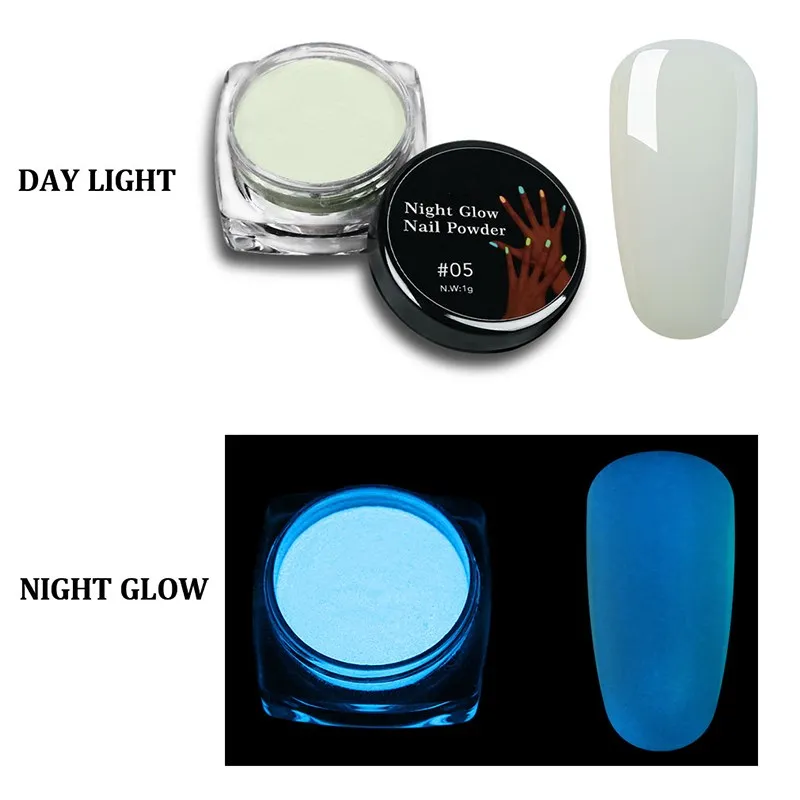 7pcs/lot 1g Luminous Pigment Fluorescent Powder Nail Glitter Glow in the Dark Phosphor Art Dust Effect | Красота и здоровье