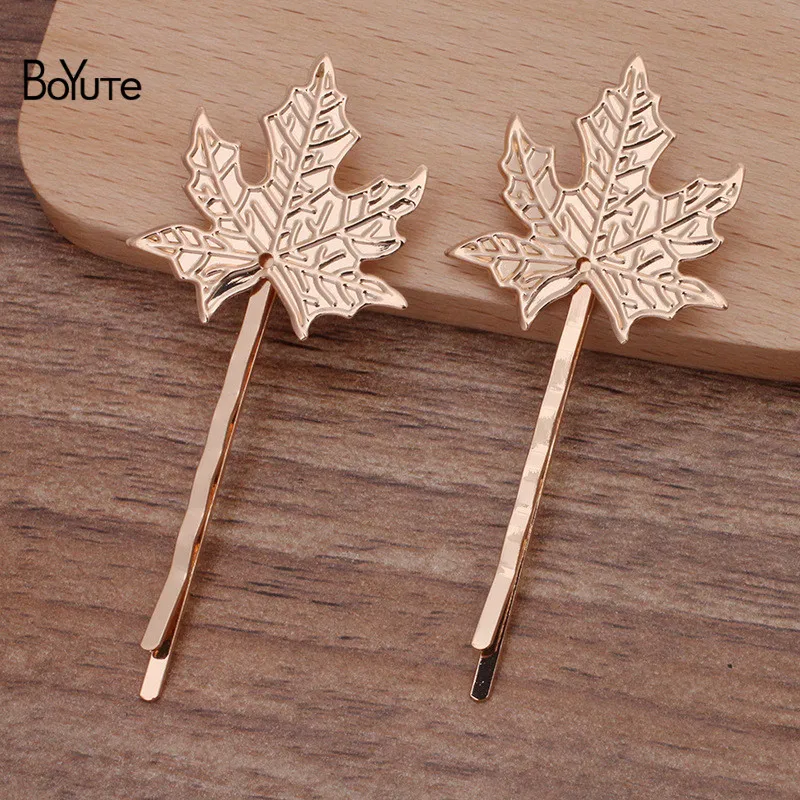 

BoYuTe Custom Made (200 Pieces/Lot) 32MM Maple Leaf Hairpins Handmade Diy Women Hair Accessories Materials