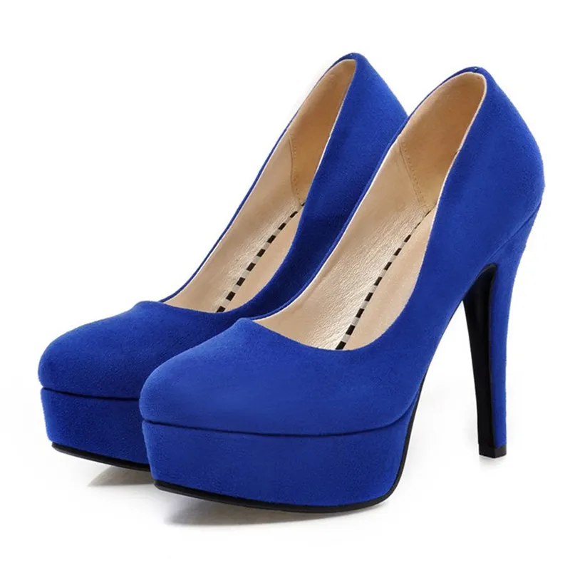 Extreme High Heels Pumps Plus Size Platform Stiletto Heel Womens Shoes Round Toe Dress Ladies Office Blue Black 33 42 | Обувь