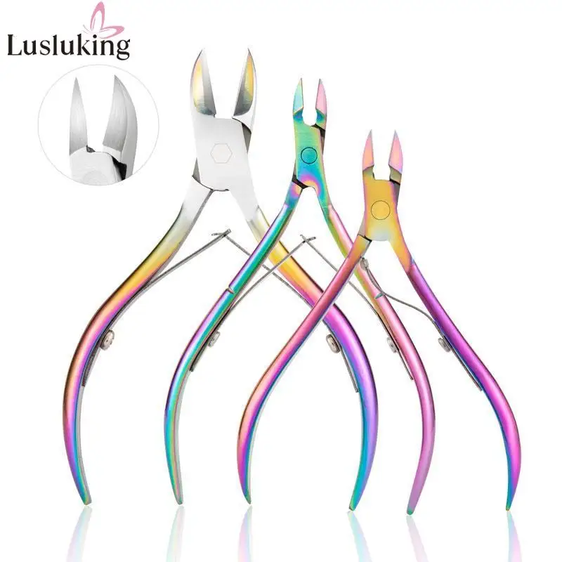 

Stainless Steel Rainbow Nail Art Nippers Dead Skin Remover Cuticle Scissors Manicure Clipper Trimmer Finger Pedicure Plier Tools