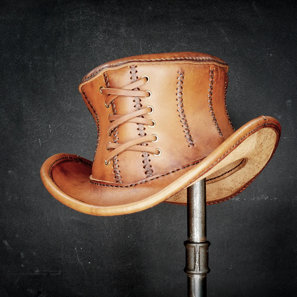 Стимпанк сделай сам кожаный рисунок ковбойская шляпа с ручным рисунком|Резка| |