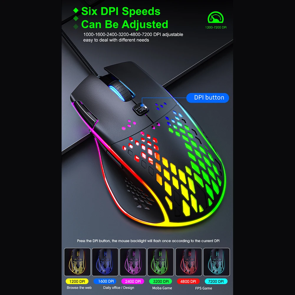 IMICE T97 USB Wired Gaming Computer Mouse Rechargeable 7200DPI Adjustable with RGB Breathing Light for Laptop PC Gamer Mice | Компьютеры и
