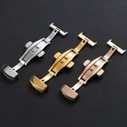 Раскладная застежка из нержавеющей стали, застежка с застежкой для крепления золотого, черного, серебряного, розового золота, складная застежка для часов 18 мм, 20 мм, 24 мм