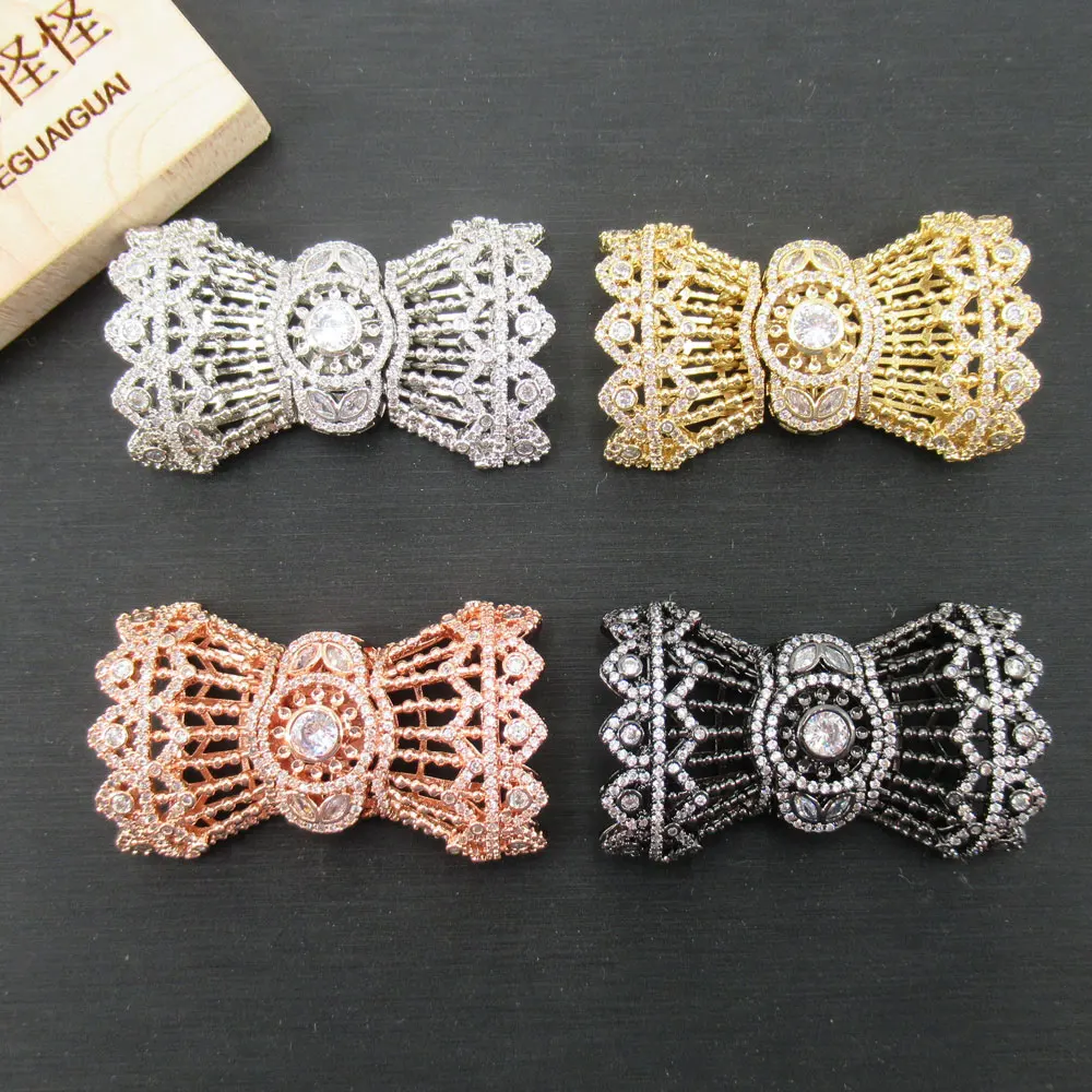 

APDGG 28x48mm Gold plated Cubic Zircon CZ Micro Pave Flower Clasp Pendant necklace Bracelet Jewelry Making DIY