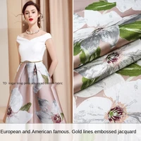 elegant big flower gold wire three dimensional yarn dyed jacquard fabric sewing fabric factory shop is not out of stock
