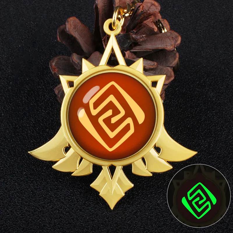 

Game Genshin Impact Mondstadt Vision Cosplay Pendnat Keychain 7 Element Weapons The God's Eye Key Ring Key Chain Gifts