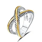 Женское двухцветное кольцо с крестом, креативное украшение с гальваническим покрытием из меди и золота, простая X-образная сепарация цветов, подарок для женщин