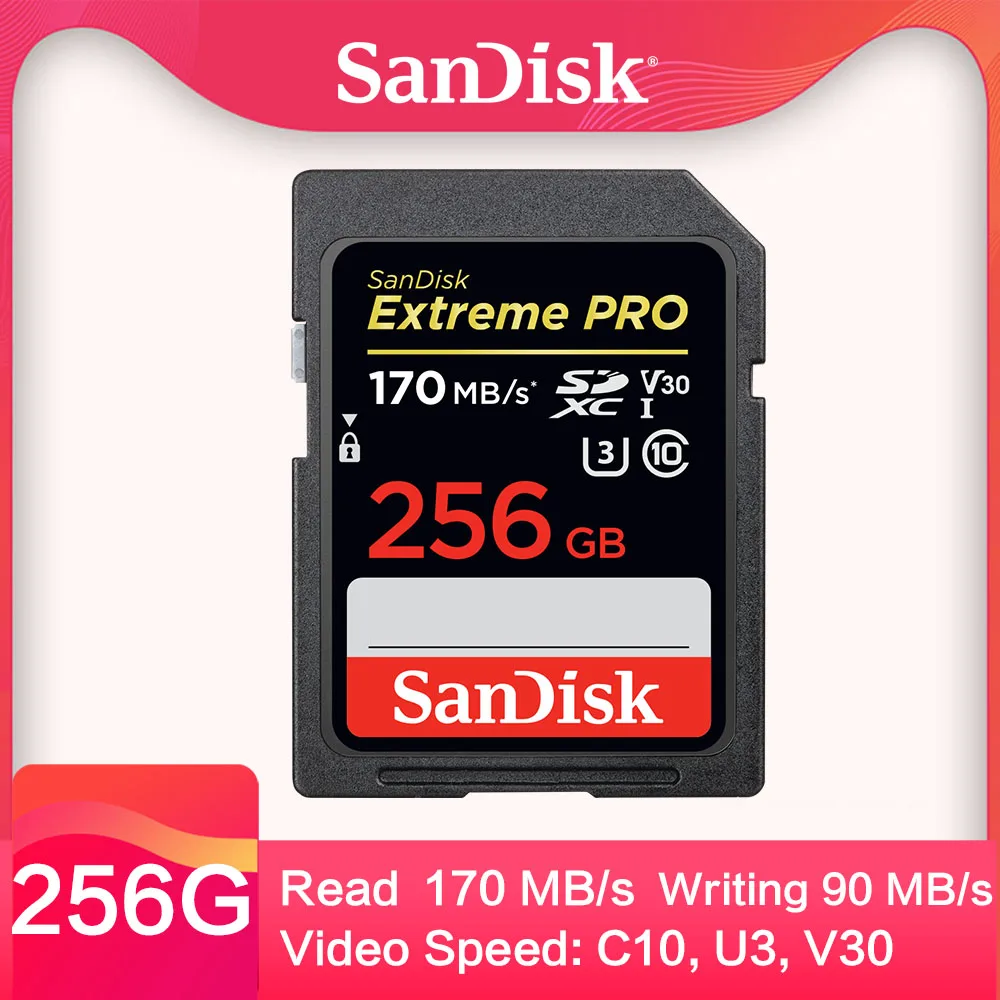 Карта памяти SanDisk Extreme Pro SD карта 32 Гб SDHC me64g 128g 256 ГБ SDXC UHS I Class10 U3X V30 4K для камеры