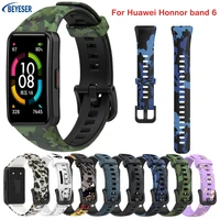 beyeser silicone printed strap for huawei band 6 replacement bracelet wristband for honor band6 camouflage watchband new