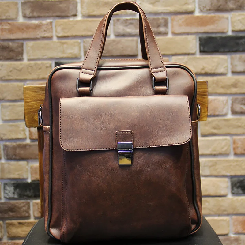 

Business Solid Zipper Shoulder Bags Handbags Messenger Bag Laptop Bag Retro Men Briefcases Folder File Bag Office Supplies LD054
