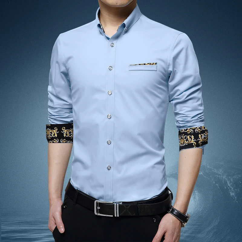 Рубашка мужская деловая с длинным рукавом, Классическая Повседневная рабочая одежда с принтом, деловой Топ для офиса, для разговоров и работы