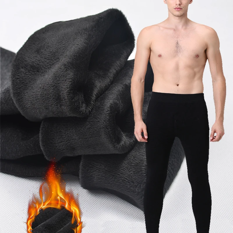 7XL Thermal Underwear For Men Winter Buttoms Thick Fleece Leggings Male Big Large Waist 