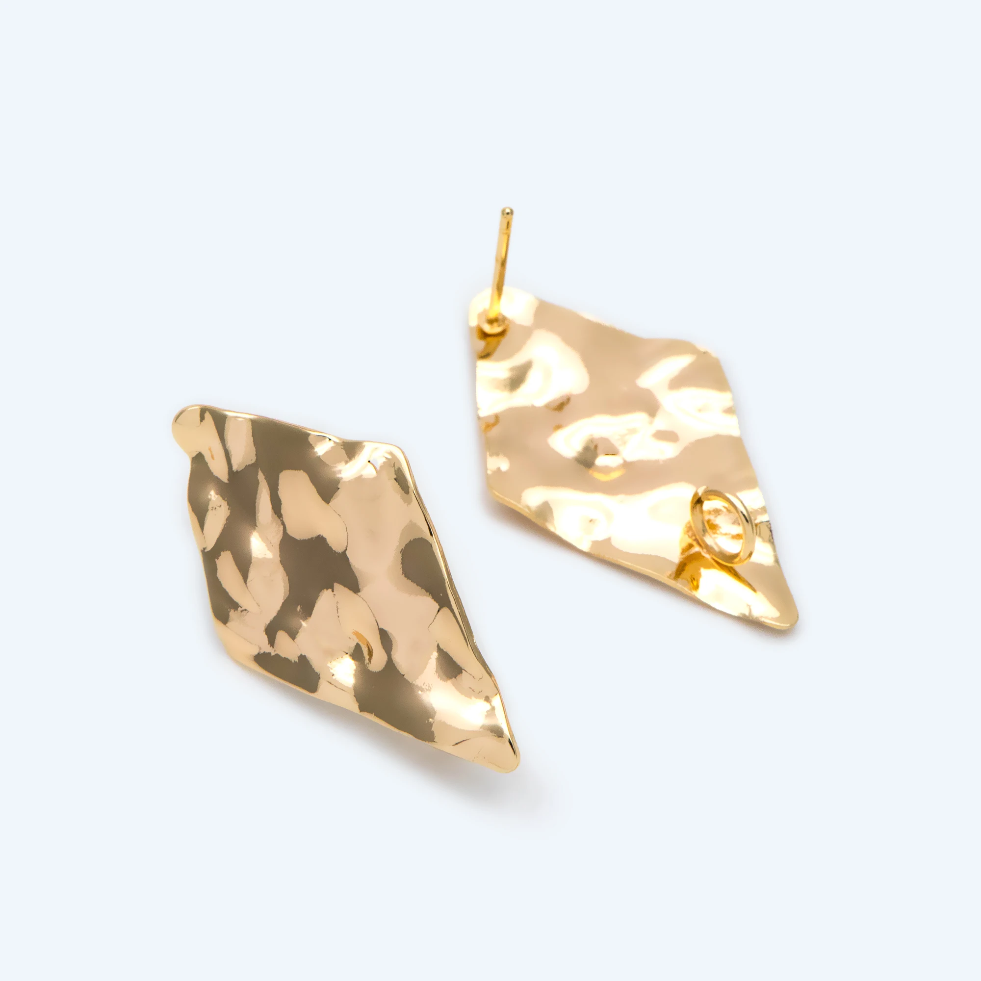 

10 шт. цвета: золотистый, серебристый круглый кованые ромб столбы уха, 18K позолота, латунь, геометрические серьги-гвоздики в форме Компоненты (...