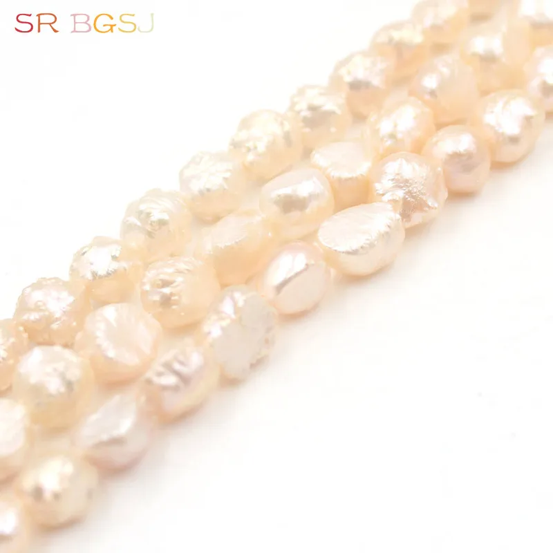 7-8mm White Pink Natural Nearly Round Reborn Keshi Edison Freshwater Pearl Beads Strand, 15-Inch image 4