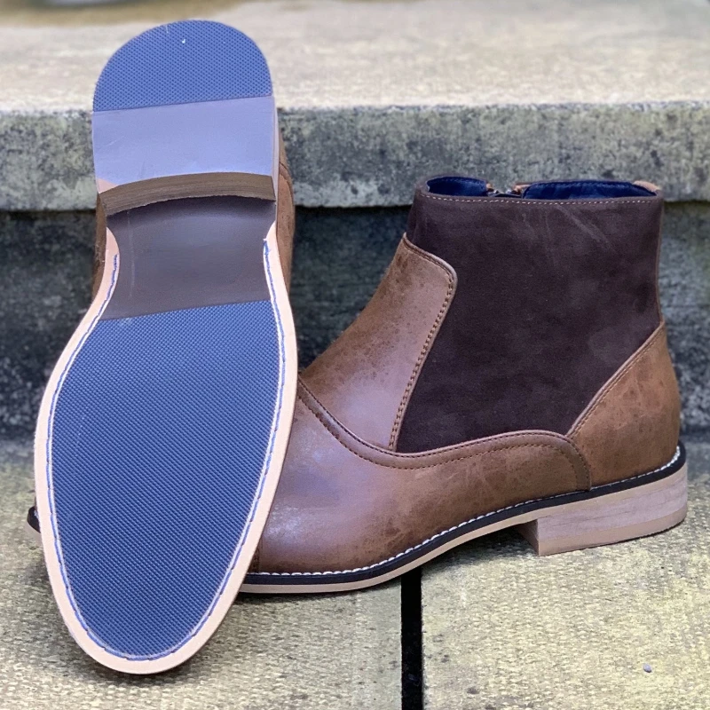 

Men's PU Leather Elegant Carved Chelsea Zipper Boots Classic Boots Ankle Men Boots Casual Fashion Winter Combat Boots KR053