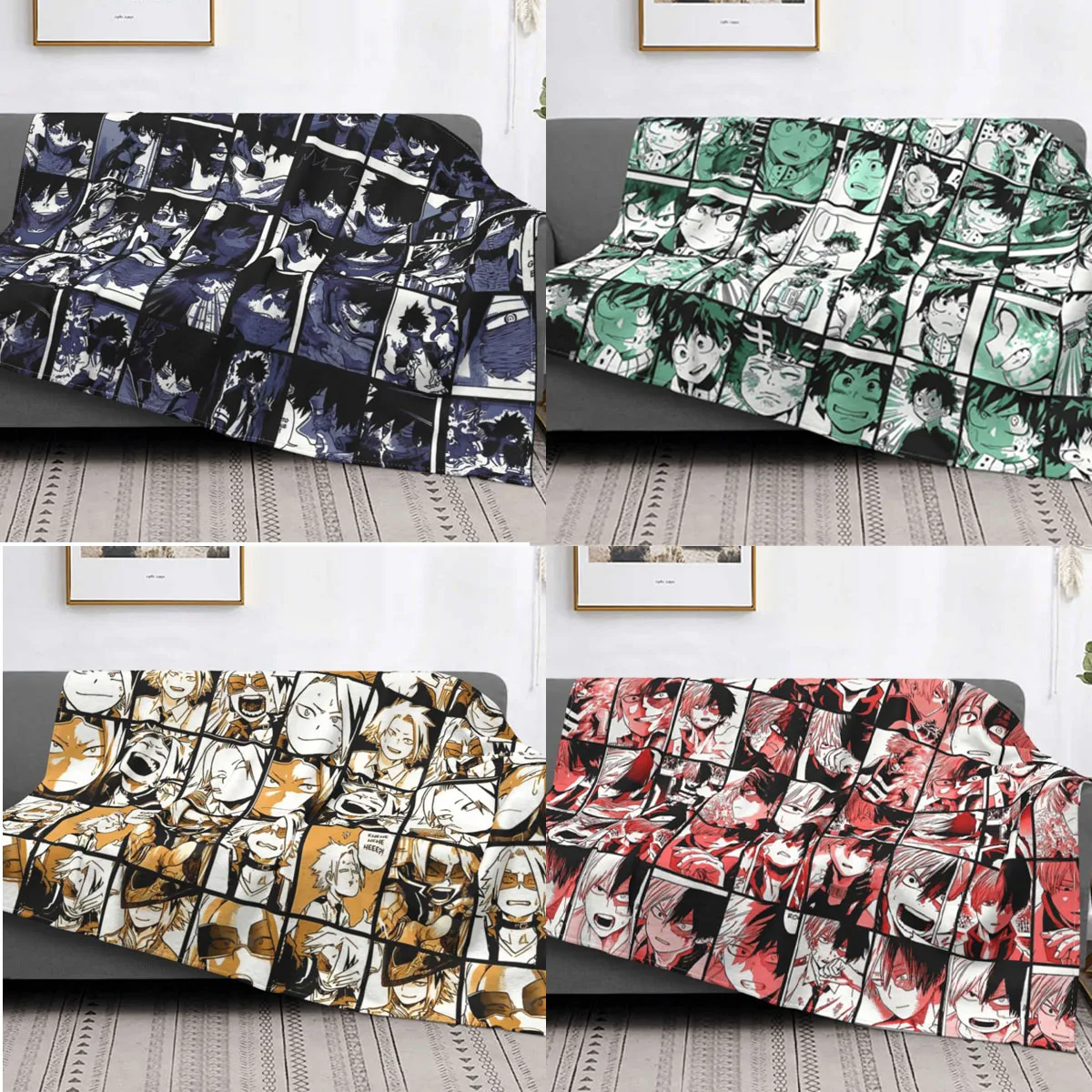 

Одеяло с коллажем моя геройская академия, Мультяшные современные хлопковые переносные фланелевые одеяла для путешествий на кровати