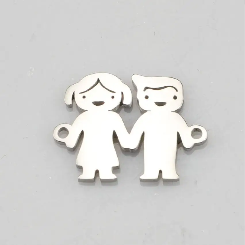 steel color couple 10 шт./лот нержавеющая сталь Зеркальная полировка золотой цвет мальчик и подвески для девушки пара кулон для самостоятельного изготовления ювелирных изделий Аксессуары - Окраска металла: steel color couple