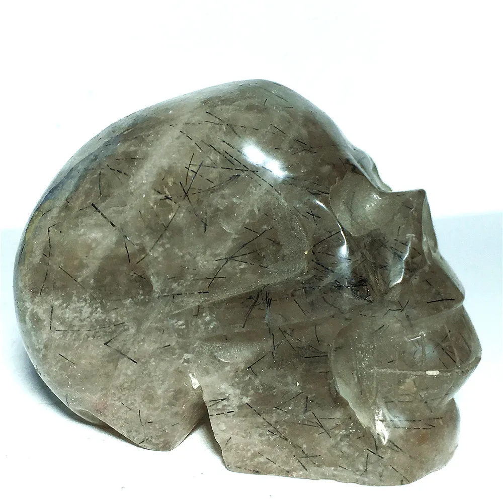 

Natural cranium hair quartz crystal Stones wedding home decoration chakras treatment Halloween DIY gift Reiki skulls