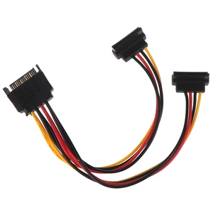 1PCS 90 degree SATA 15-Pin Male to 2 x 15P Female Y Splitter Adapter Power Cable High Quality Hot