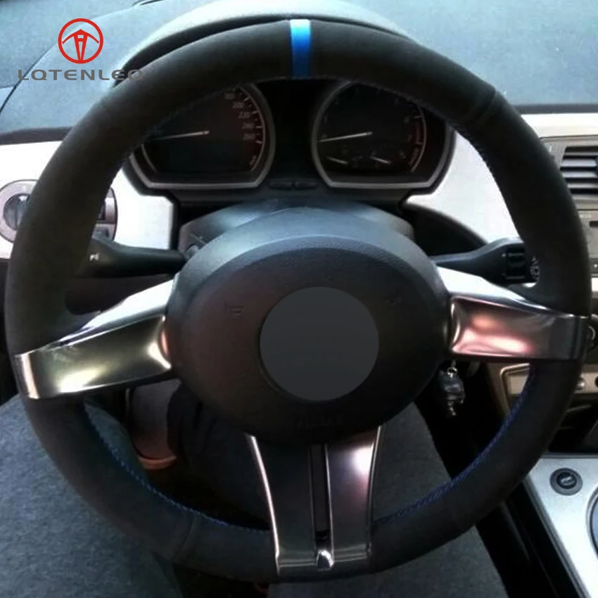 LQTENLEO черная замша DIY ручная строчка для BMW Z4 E85 (Roadster) 2003 2008 E86 (Coupe) 2005 2008|car steering wheel