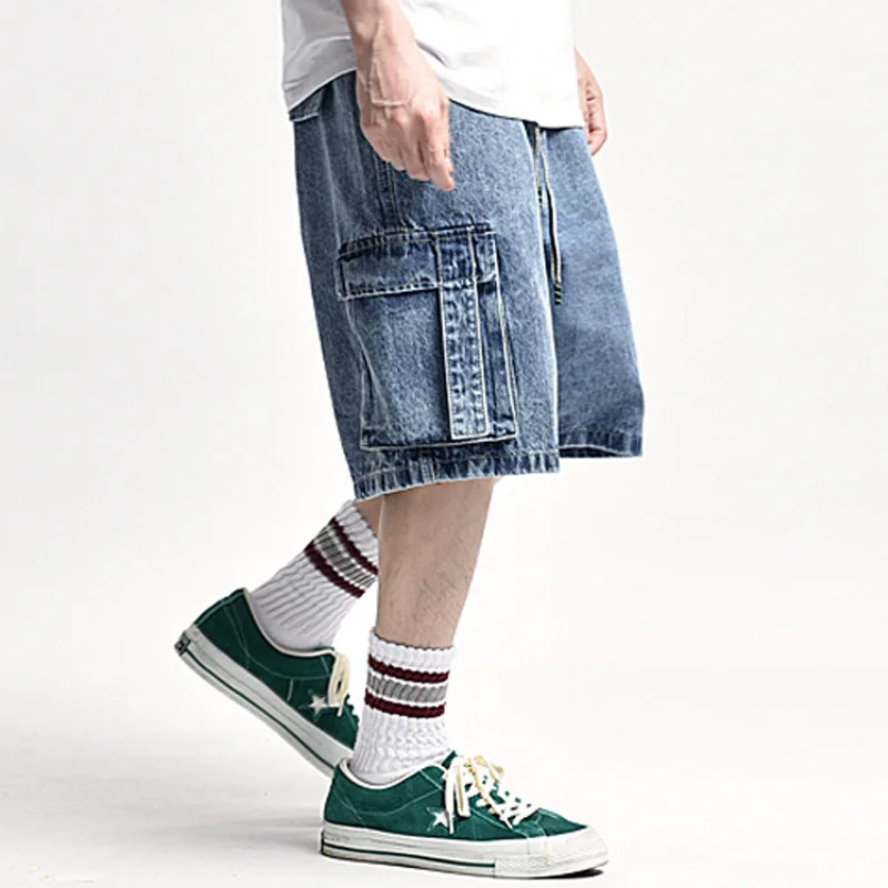 Джинсовые шорты в стиле пэчворк для мужчин уличная одежда мешковатые короткие