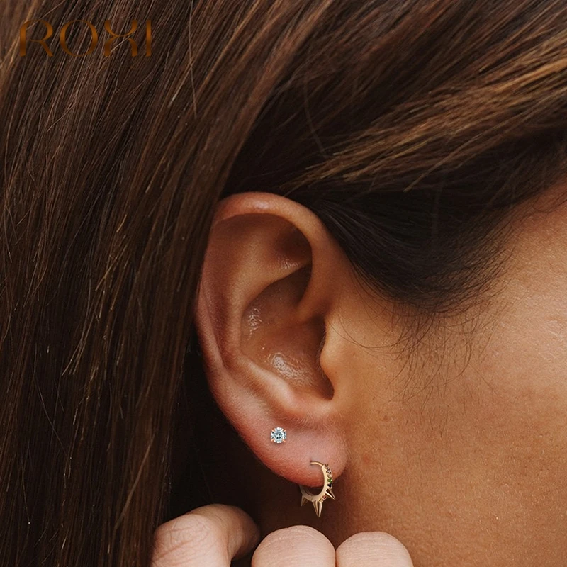 Серьги-гвоздики женские из серебра 925 пробы с фианитами | Украшения и аксессуары