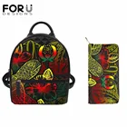 FORUDESIGNS 2 шт.компл. женский рюкзак из искусственной кожи с кошельком полинезийские племена черепаха цветочный дизайн женская Повседневная сумка через плечо Новинка