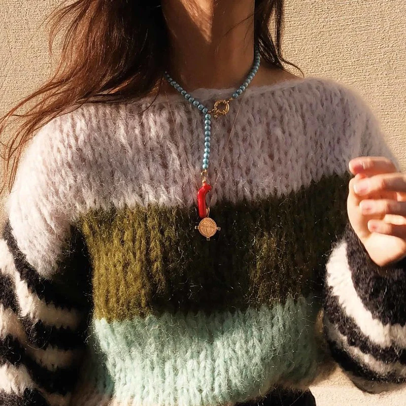 Vrouwen Чокеры kettingen колье Boho lariat nl perles bleues et pendentif corail красный коралл вешалка kettingen gelaagd