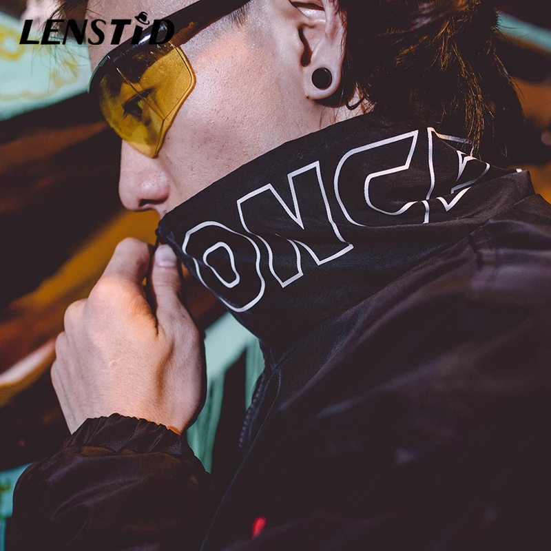 LENSTID 2019 Осень Хип Хоп мужские геометрические Лоскутные винтажные ветровки