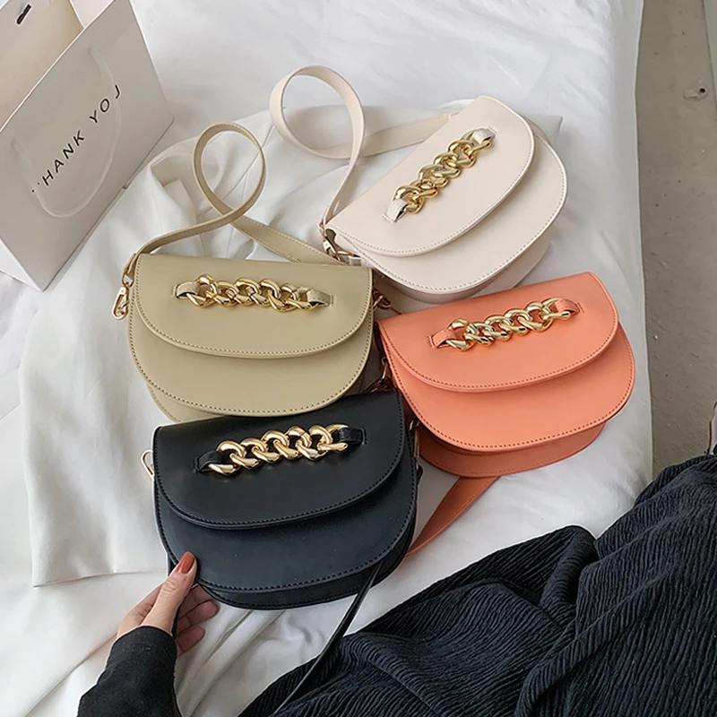 

Saddle Bags Small Solid Color Chain Shoulder Women Crossbody Bags Women 2021 Luxury Brand Travel Handbags and Purses