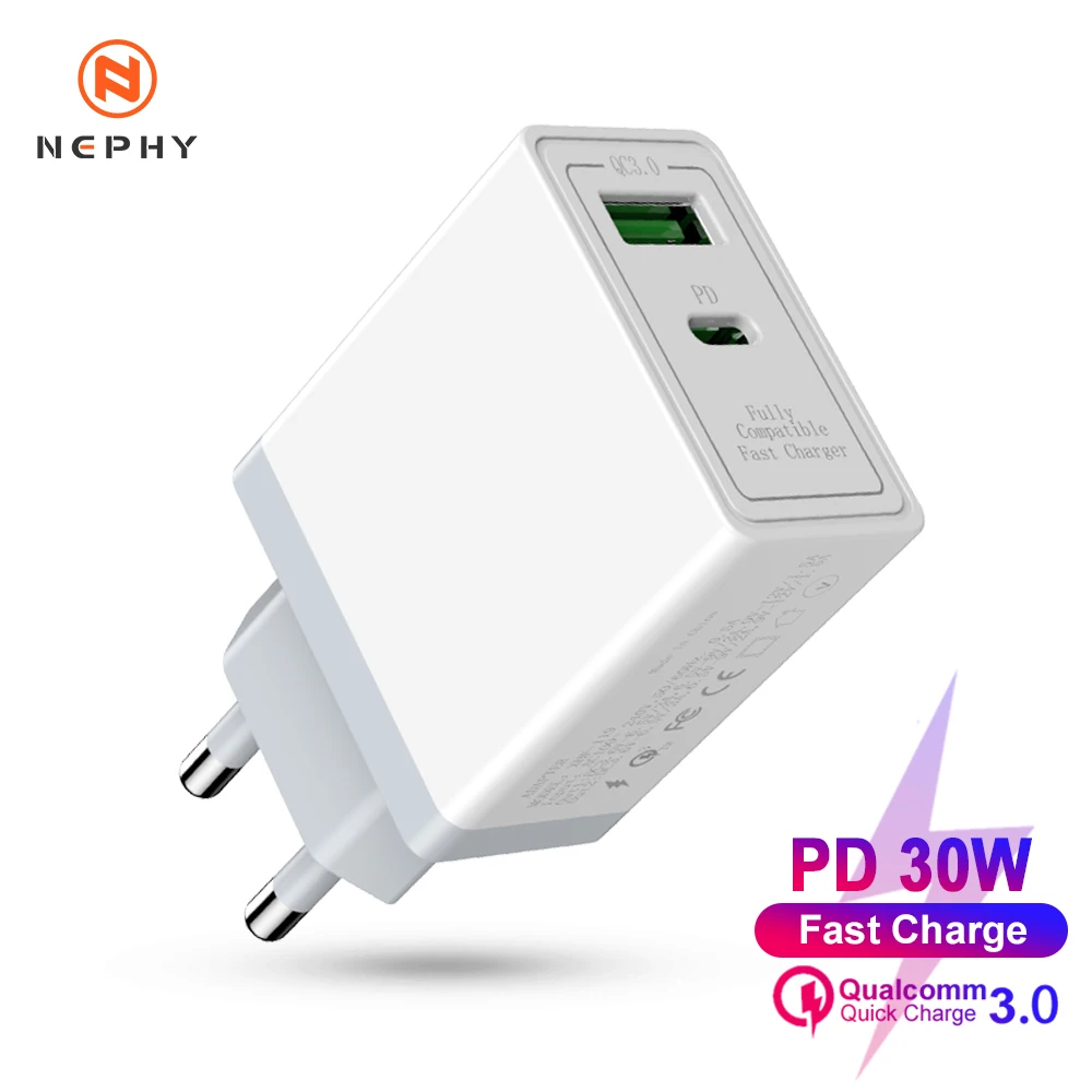 Быстрая зарядка 30 Вт USB Тип C/ C PD 3 0 мобильный телефон зарядное устройство для iPhone X